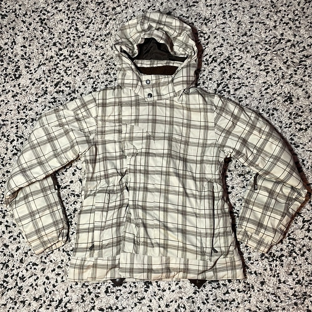 Powder Room Snowboarding Jacket—Small, Tan & Brown